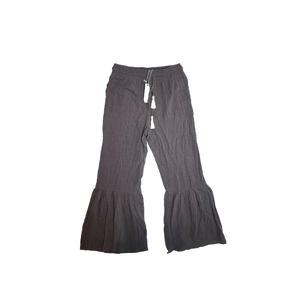 Ruffle Hem Bohemian Drawstring Pants Lightweight 100% Cotton NWT - Picture 3 of 8